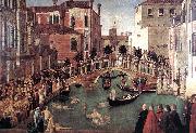 BELLINI, Gentile Miracle of the Cross at the Bridge of S. Lorenzo oil painting